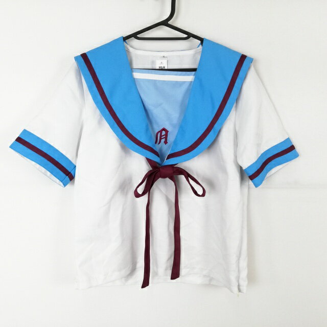 コスプレ セーラー服 上着 M 大きいサイズ 赤1本線 女子 学生服 中学 高校 白 制服 中古 GM1810