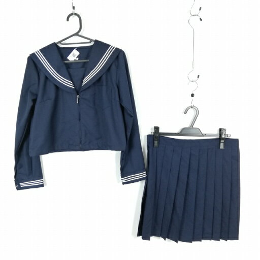 コスプレ セーラー服 ミニスカート 上下2点セット M 白3本線 女子 学生服 中学 高校 紺 制服 中古 GM1840 コスプレ セーラー服 ミニスカート 上下2点セット M 白3本線 女子 学生服 中学 高校 紺 制服 中古 GM1840