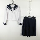 コスプレ セーラー服 スカート 上下2点セット 白2本線 女子 学生服 中学 高校 白 制服 中古 GM1843