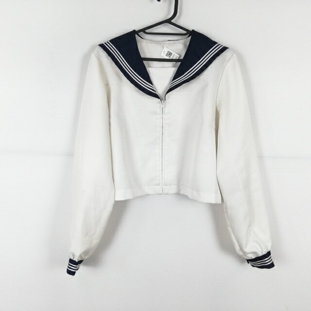 コスプレ セーラー服 上着 4L 大きいサイズ 特大 白3本線 女子 学生服 中学 高校 白 制服 中古 GM1852