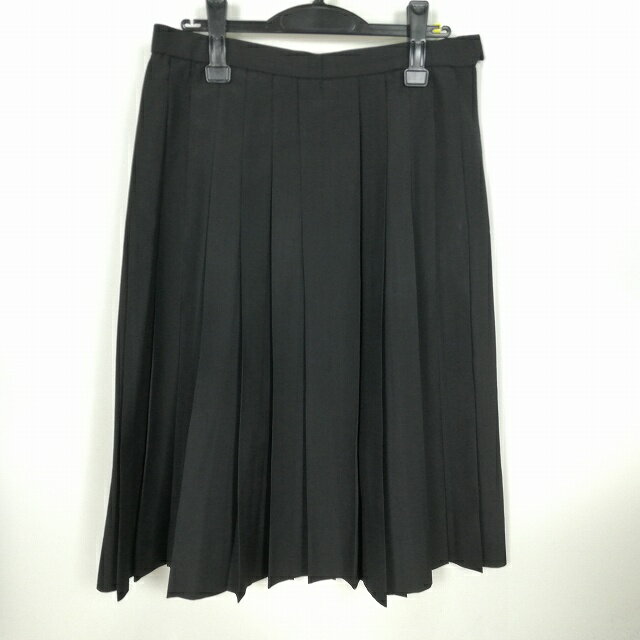 スクールスカート 夏物 w69-丈68 黒 中学 高校 プリーツ 学生服 制服 女子 中古 HK3455