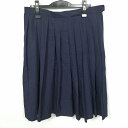 スクールスカート 大きいサイズ 冬物 w75-丈62 紺 中学 高校 プリーツ 学生服 制服 女子 中古 HK5331