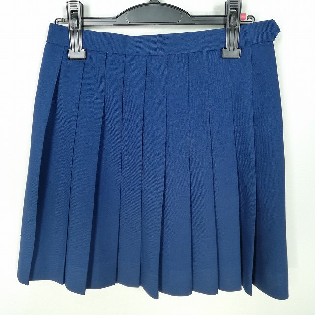 スクールスカート 冬物 w63-丈46 花紺 中学 高校 プリーツ 学生服 制服 女子 中古 HK6541
