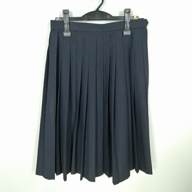 スクールスカート 夏物 w69-丈65 紺 中学 高校 プリーツ 学生服 制服 女子 中古 HK9403