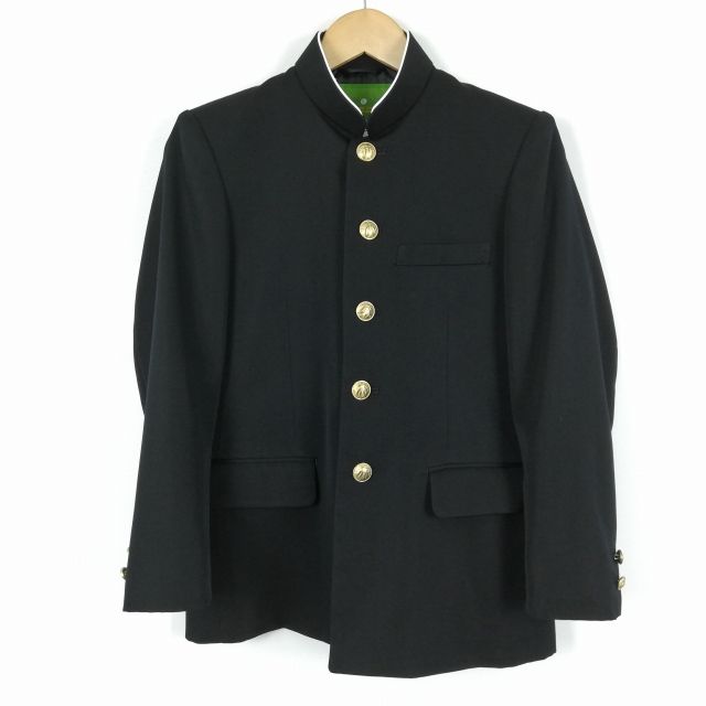 学生服 学ラン 155A 男子 上着 ウール混 標準型学生服 ラウンドカラー カシドス 黒 中古 ランクB a3 JJ5603