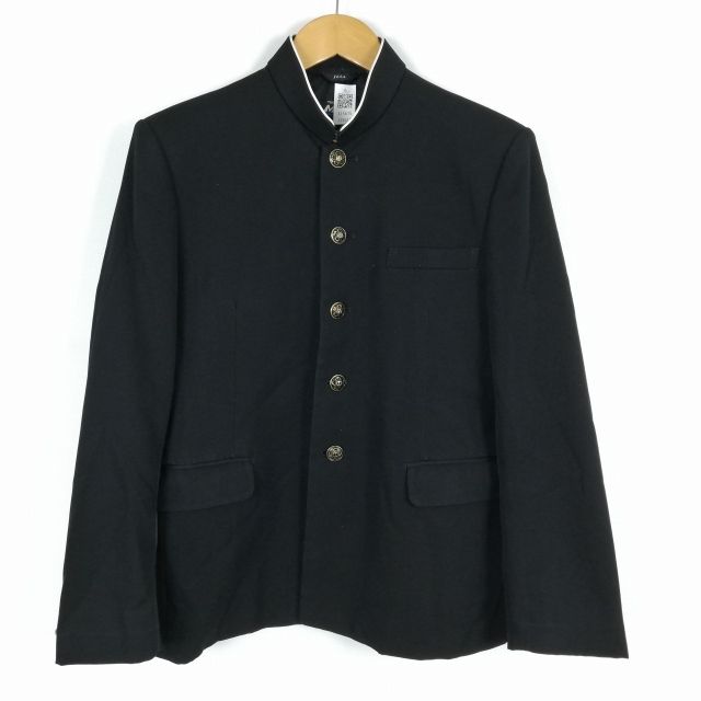 学生服 学ラン 165A 男子 トンボ 上着 ウール混 標準型学生服 ラウンドカラー カシドス 黒 中古 ランクC a3 JJ5615