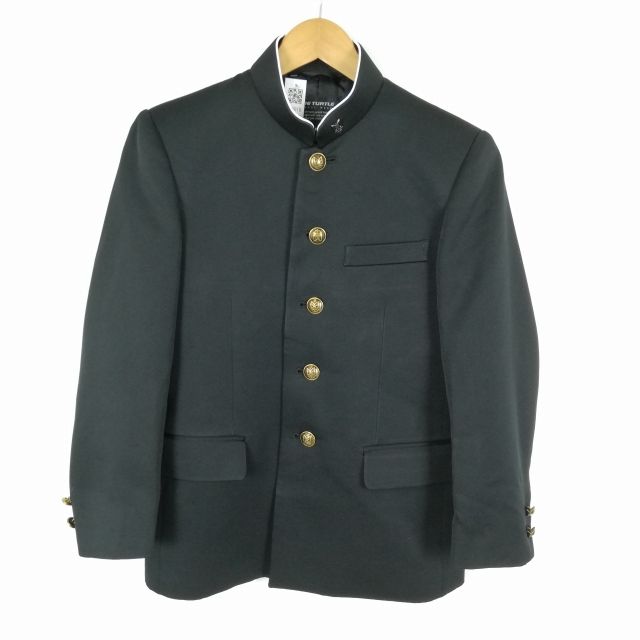 学生服 学ラン 155A 男子 上着 標準型学生服 ラウンドカラー カシドス 黒 中古 ランクC a3 JJ5810