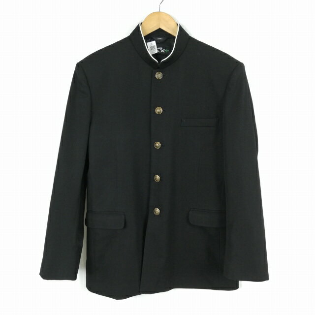 学生服 学ラン 180A 男子 トンボ 上着 丸洗い可 ウール混 標準型学生服 ラウンドカラー カシドス 黒 中古 ランクC a3 JJ6623