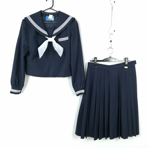 セーラー服 スカート スカーフ 上下3点セット 170A 大きいサイズ 冬物 白3本線 女子 学生服 中学 高校 紺 制服 中古 ランクC NA0426 セーラー服 スカート スカーフ 上下3点セット 170A 大きいサイズ 冬物 白3本線 女子 学生服 中学 高校 紺 制服 中古 ランクC NA0426
