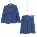 ブレザー スカート 上下2点セット 大きいサイズ 冬物 女子 学生服 中学 高校 紺 制服 中古 ランクC NA2923