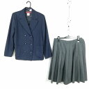 ブレザー スカート 上下2点セット 170A 大きいサイズ トンボ 冬物 女子 学生服 中学 高校 紺 制服 中古 ランクC NA4263