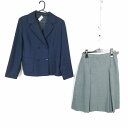 ブレザー スカート 上下2点セット 大きいサイズ 冬物 女子 学生服 中学 高校 紺 制服 中古 ランクC NA4266