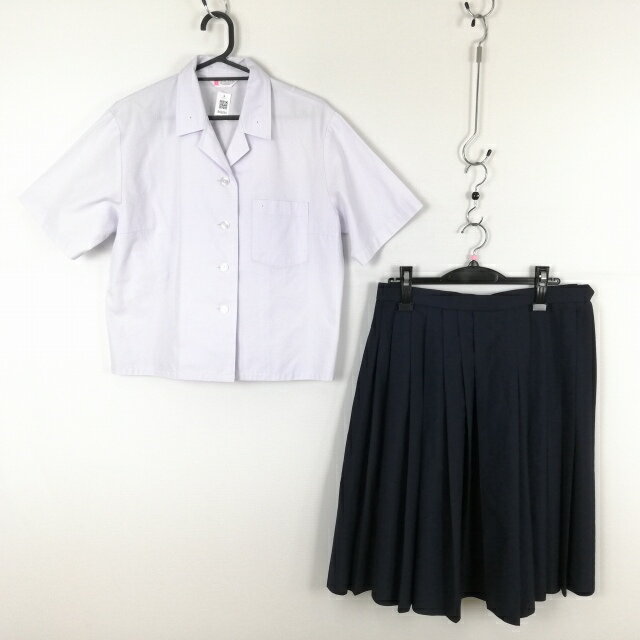 ブラウス スカート 上下2点セット 大きいサイズ 富士ヨット 夏物 女子 学生服 中学 高校 白 制服 中古 ランクC NA6090