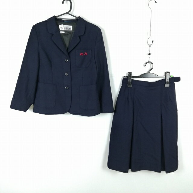 ブレザー スカート 上下2点セット L 冬物 女子 学生服 兵庫加古川西高校 紺 制服 中古 ランクC NA8613