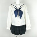 セーラー服 マイクロミニスカート スカーフ 上下3点セット M トンボ 中間服 青1本線 女子 広島国際学院高校 白 中古 ランクC EY6928