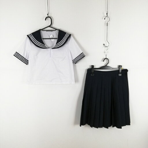 コスプレ セーラー服 スカート 上下2点セット 白3本線 女子 学生服 中学 高校 白 制服 中古 GM1270 コスプレ セーラー服 スカート 上下2点セット 白3本線 女子 学生服 中学 高校 白 制服 中古 GM1270