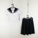 コスプレ セーラー服 スカート 上下2点セット S 白2本線 女子 学生服 中学 高校 白 制服 中古 GM1272