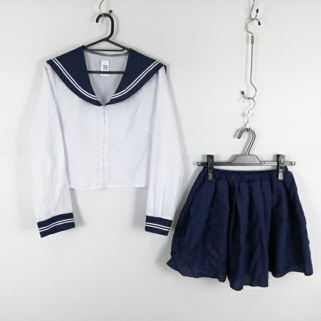 コスプレ セーラー服 マイクロミニスカート 上下2点セット 白2本線 女子 学生服 中学 高校 白 制服 中古 GM1293
