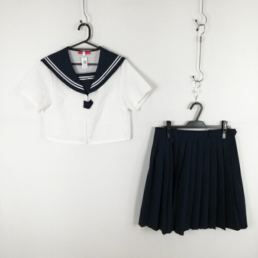 コスプレ セーラー服 スカート 上下2点セット 白2本線 女子 学生服 中学 高校 白 制服 中古 GM1322 コスプレ セーラー服 スカート 上下2点セット 白2本線 女子 学生服 中学 高校 白 制服 中古 GM1322