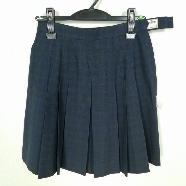 スクールスカート 夏物 w66-丈44 チェック 岐阜各務原西高校 ミニ丈 プリーツ 学生服 制服 女子 中古 HK1110