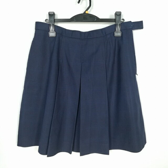 スクールスカート 大きいサイズ 冬物 w80-丈54 チェック 中学 高校 プリーツ 学生服 制服 女子 中古 HK3883