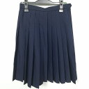 スクールスカート 夏物 w66-丈59 紺 中学 高校 プリーツ 学生服 制服 女子 中古 HK5370