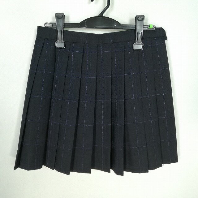 スクールスカート 冬物 w66-丈43 チェック 中学 高校 ミニ丈 プリーツ 学生服 制服 女子 中古 HK5412