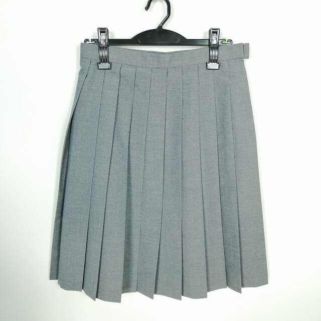スクールスカート 夏物 w66-丈57 グレー 中学 高校 プリーツ 学生服 制服 女子 中古 HK5872