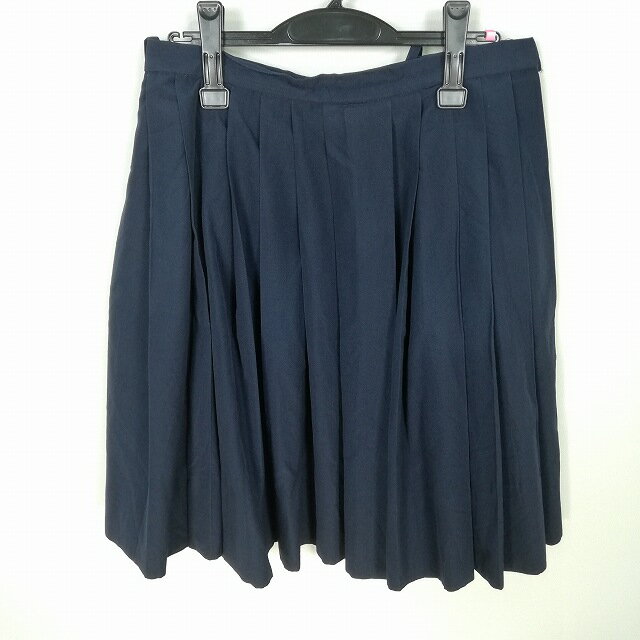 スクールスカート 大きいサイズ 夏物 w72-丈56 紺 中学 高校 プリーツ 学生服 制服 女子 中古 HK6797