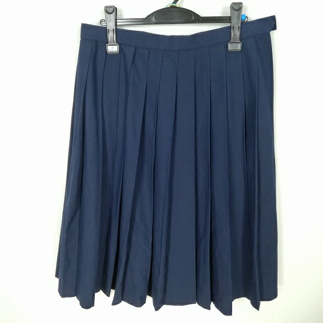 スクールスカート 大きいサイズ 夏物 w78-丈67 紺 中学 高校 プリーツ 学生服 制服 女子 中古 HK6801