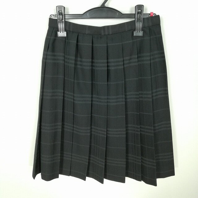 スクールスカート 夏物 w63-丈55 チェック 中学 高校 プリーツ 学生服 制服 女子 中古 HK8308