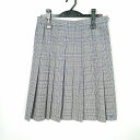 スクールスカート 夏物 w63-丈56 チェック 京都花園高校 プリーツ 学生服 制服 女子 中古 HK8589