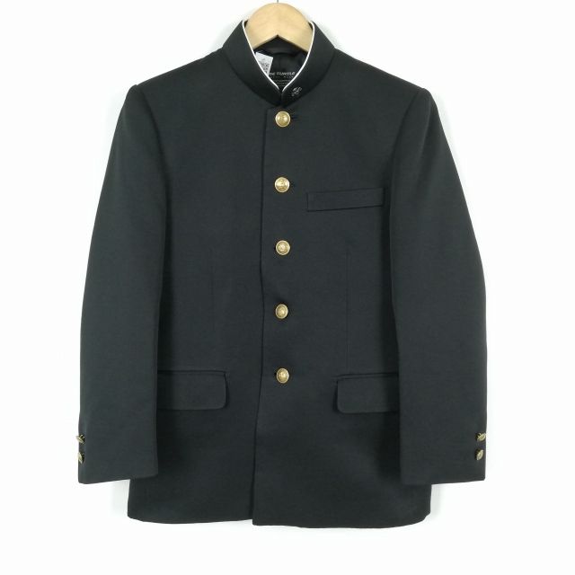 学生服 学ラン 160A 男子 上着 標準型学生服 ラウンドカラー カシドス 黒 中古 ランクC a3 JJ5595