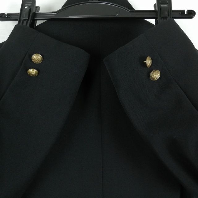 学生服 学ラン 165Y 男子 上着 ウール混 ラウンドカラー カシドス 黒 中古 ランクB a3 JJ5627