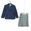 ブレザー スカート 上下2点セット 155A トンボ 冬物 女子 学生服 中学 高校 紺 制服 中古 ランクC NA4269