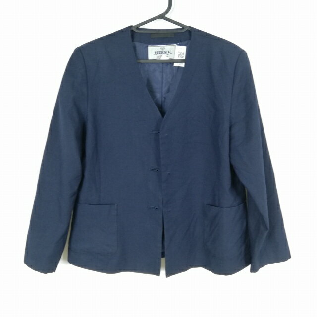 イートン 上着 大きいサイズ 冬物 女子 学生服 中学 高校 紺 制服 中古 ランクC NA4271
