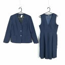 イートン ジャンパースカート 上下2点セット 冬物 女子 学生服 中学 高校 紺 制服 中古 ランクC NA4392