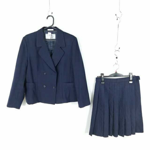 ブレザー スカート 上下2点セット 大きいサイズ 冬物 女子 学生服 中学 高校 森英恵 紺 制服 中古 ランクC NA4414