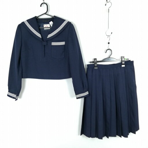 セーラー服 スカート 上下2点セット 165A カンコー 冬物 白3本線 女子 学生服 中学 高校 紺 制服 中古 ランクC NA5482 セーラー服 スカート 上下2点セット 165A カンコー 冬物 白3本線 女子 学生服 中学 高校 紺 制服 中古 ランクC NA5482
