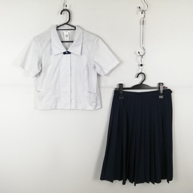 ブラウス スカート 上下2点セット ELLE 夏物 女子 学生服 中学 高校 白 制服 中古 ランクC NA6110