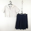 セーラー服 スカート 上下2点セット 大きいサイズ カンコー 夏物 女子 学生服 鹿児島玉龍中学高校 白 制服 中古 ランクC EY0163