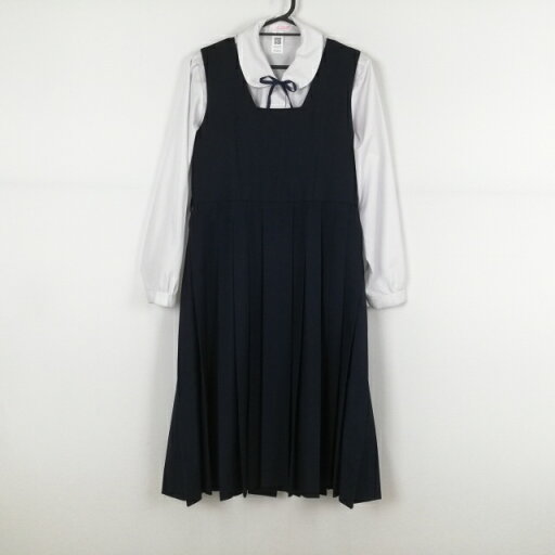 ジャンパースカート 紐タイ バスト88 ウエスト78 冬物 女子 学生服 中学 高校 紺 制服 中古 ランクC EY5277 ジャンパースカート 紐タイ バスト88 ウエスト78 冬物 女子 学生服 中学 高校 紺 制服 中古 ランクC EY5277