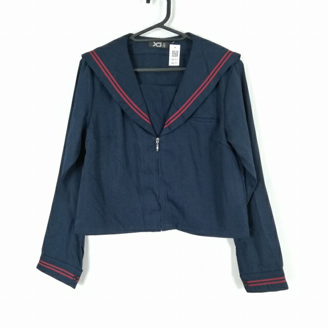 コスプレ セーラー服 上着 M 赤2本線 女子 学生服 中学 高校 紺 制服 中古 GM1351