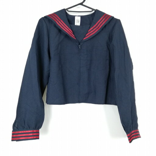 コスプレ セーラー服 上着 M 赤3本線 女子 学生服 中学 高校 紺 制服 中古 GM1374 コスプレ セーラー服 上着 M 赤3本線 女子 学生服 中学 高校 紺 制服 中古 GM1374