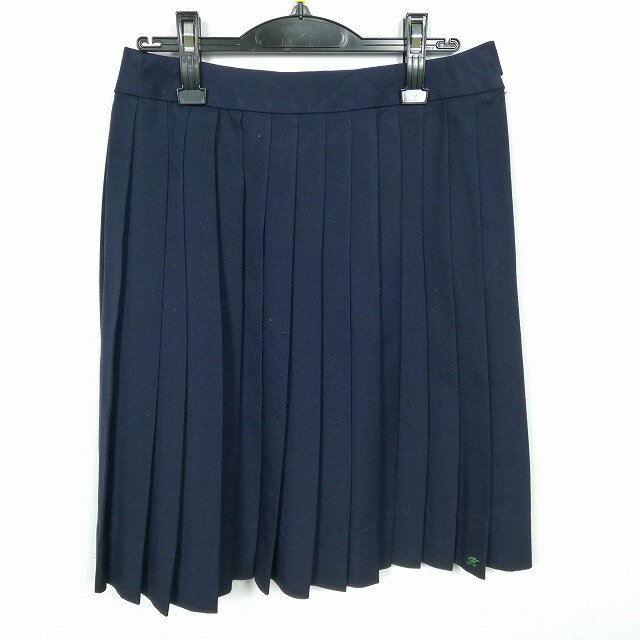 スクールスカート 冬物 w69-丈56 紺 中学 高校 プリーツ 学生服 制服 女子 中古 HK3908