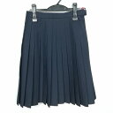 スクールスカート 夏物 w63-丈58 紺 中学 高校 プリーツ 学生服 制服 女子 中古 HK3928