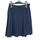 スクールスカート 夏物 w63-丈57 紺 中学 高校 プリーツ 学生服 制服 女子 中古 HK3929