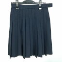 スクールスカート 夏物 w63-丈53 紺 中学 高校 プリーツ 学生服 制服 女子 中古 HK3934