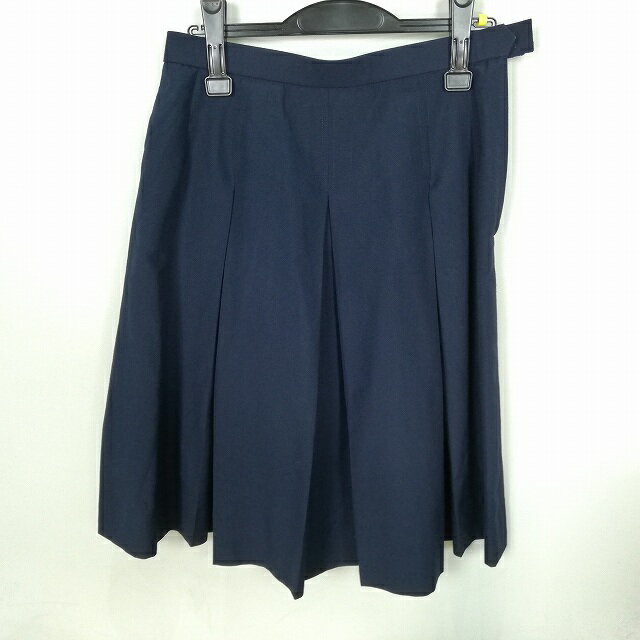スクールスカート 夏物 w69-丈61 紺 中学 高校 プリーツ 学生服 制服 女子 中古 HK5479
