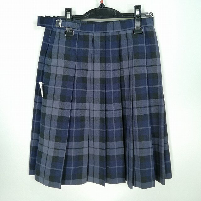 スクールスカート 夏物 w62-丈54 チェック 中学 高校 プリーツ 学生服 制服 女子 中古 HK5939